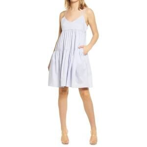 Code x Mode NWOT Women's Tiered Strappy Poplin Sundress Blue Size S